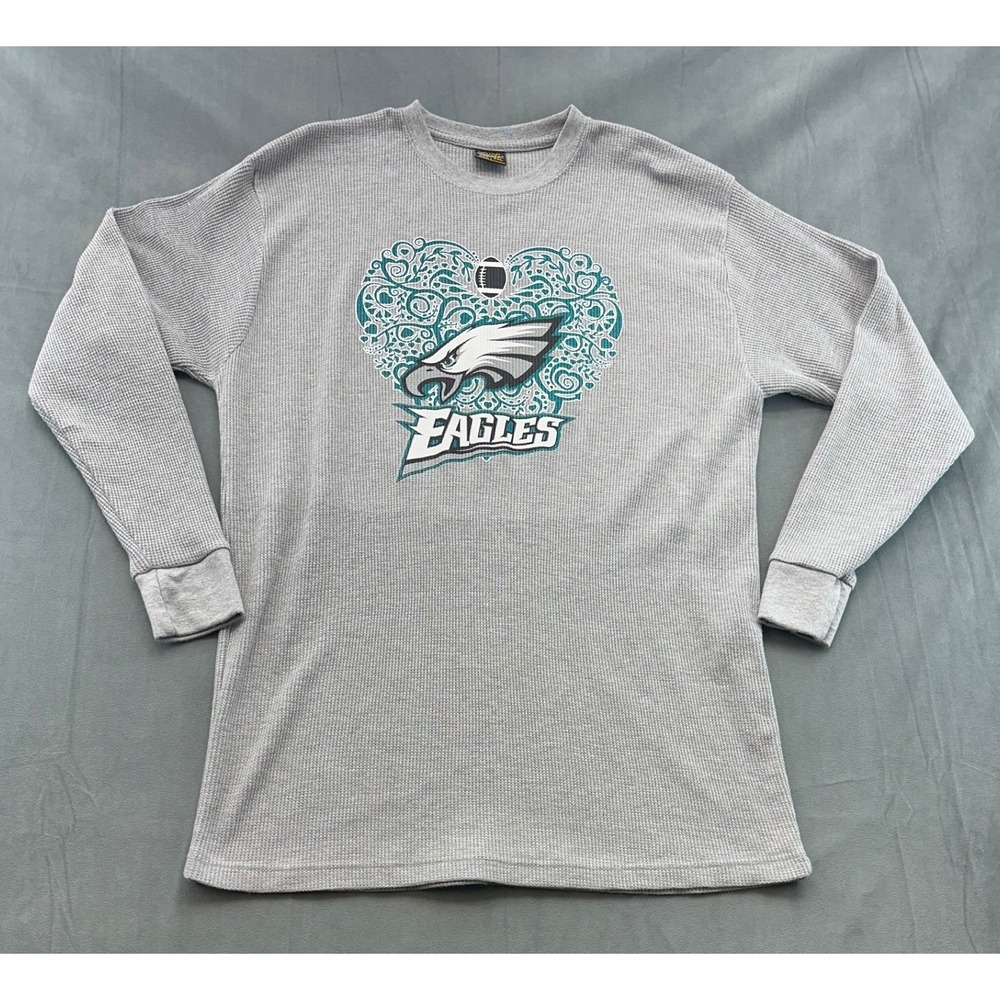Gemrock Philadelphia Eagles Mens 2XL Gray Waffle Knit Thermal Long Sleeve‎ Shirt